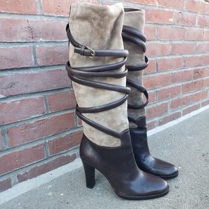 Ralph Lauren Purple Label Seude Wrap Strappy Knee